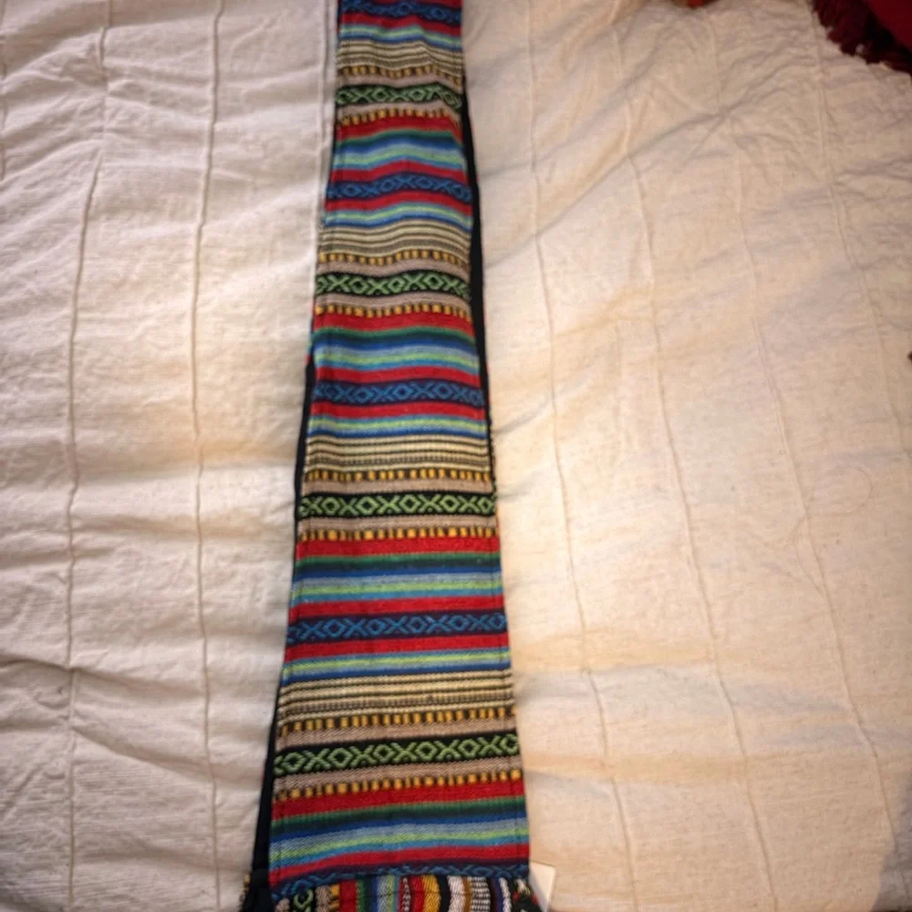 Bohemian Multicolor Striped Crossbody Bag with Front Pockets